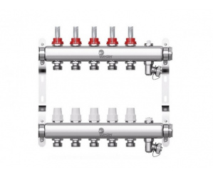 Коллектор нерж. Wester 1'-3/4 в сборе с расходомерами на 5 выходов