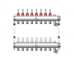 Коллектор нерж. Wester 1'-3/4 в сборе с расходомерами на 8 выходов