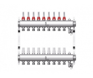 Коллектор нерж. Wester 1'-3/4 в сборе с расходомерами на 9 выходов