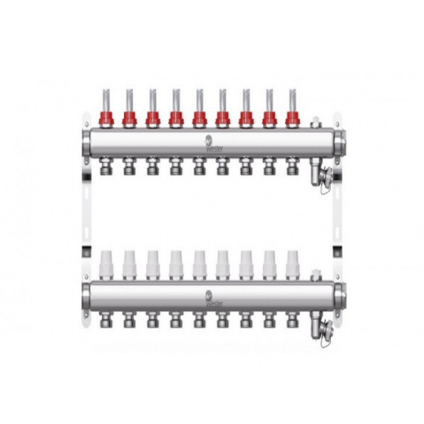 Коллектор нерж. Wester 1'-3/4 в сборе с расходомерами на 9 выходов